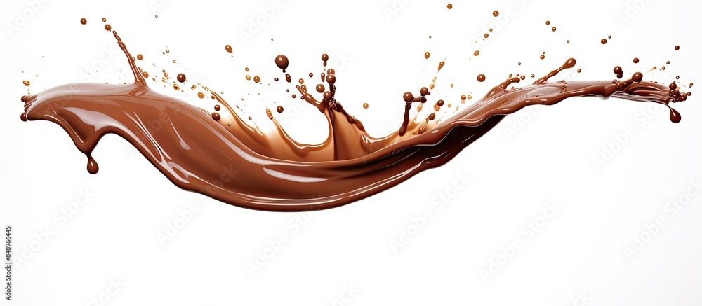 Poster an image of a chocolate splash on a white background with a clipping path for copy space image