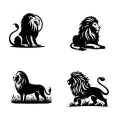 lion silhouette vector style with white background tattoo, vector design
