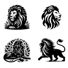lion silhouette vector style with white background tattoo, vector design
