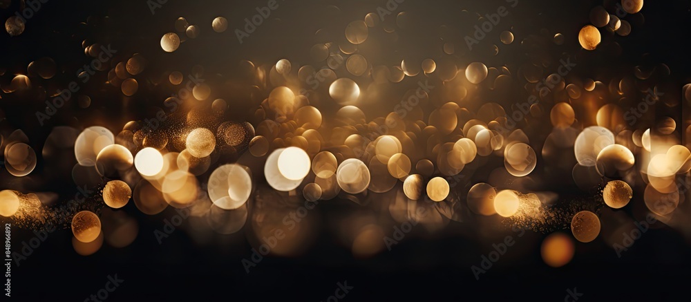 Poster a dark gold and black background with vintage glittering lights creates a blurred bokeh effect perfe