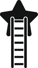 Ladder is leading to a big star representing the concept of reaching for the stars