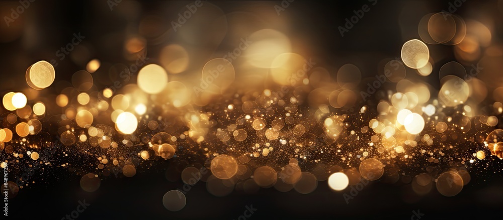 Poster a dark gold and black background with vintage glittering lights creates a blurred bokeh effect perfe