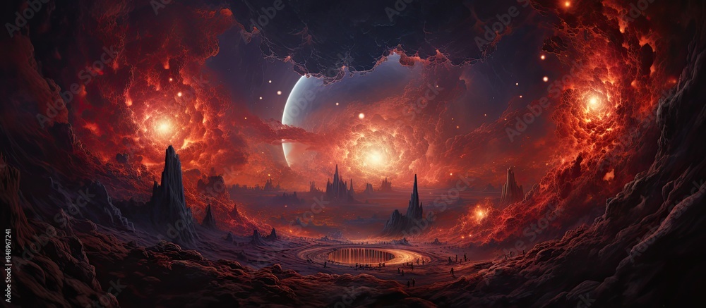 Poster incorporating a cosmic element in the image with room for text. copy space image. place for adding t