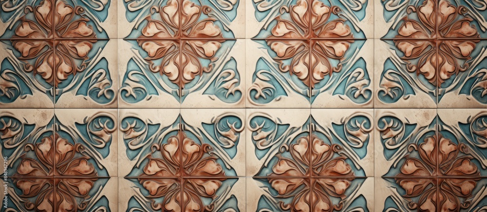 Aufkleber vintage pattern background tiles with copy space image