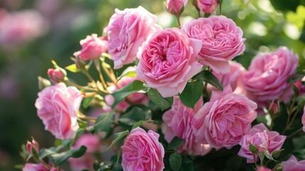Obraz premium English roses enhance the beauty of gardens with their plentiful flowers and rich greenery