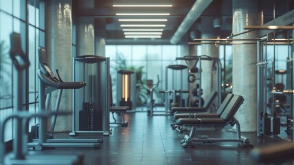 Fototapeta premium Modern Gym with High-End Equipment for Fitness and Wellness