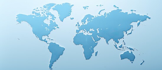 A light blue world map with copy space image