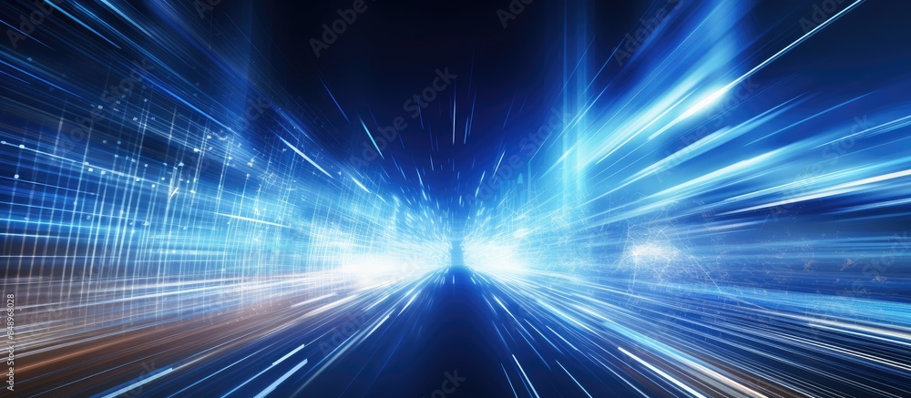 Poster abstract high speed technology pov motion blur in cloud computing with copy space image