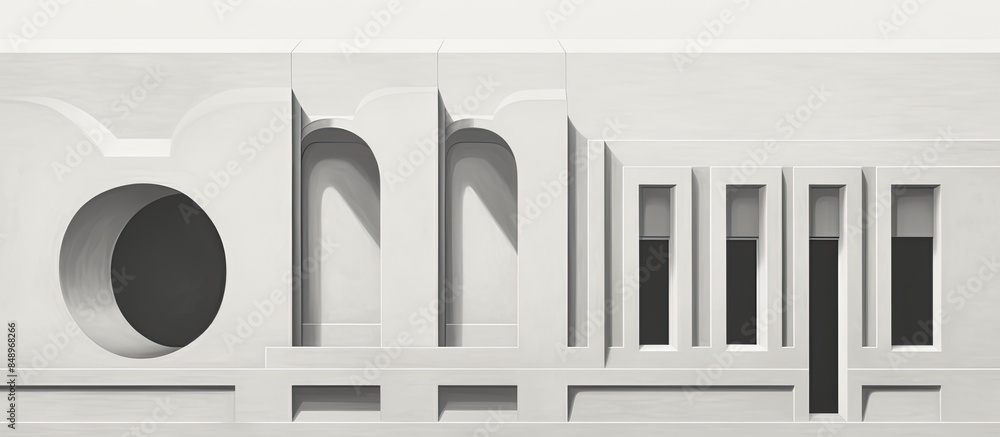 Poster monochrome architectural design with abstract details suitable for a copy space image
