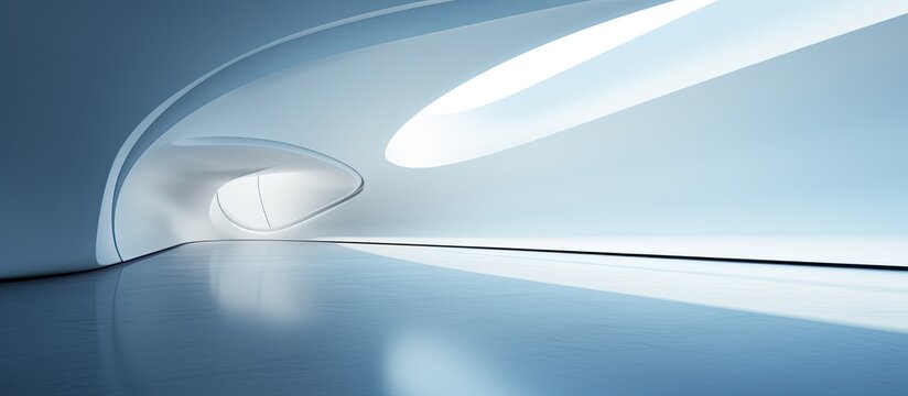 Modern abstract architecture with a sleek interior design featuring minimalism or hi tech style with copy space image included