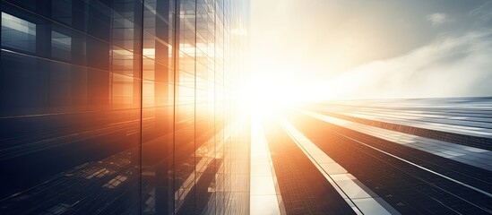 Abstract view of a skyscraper with sunlight creating copy space image