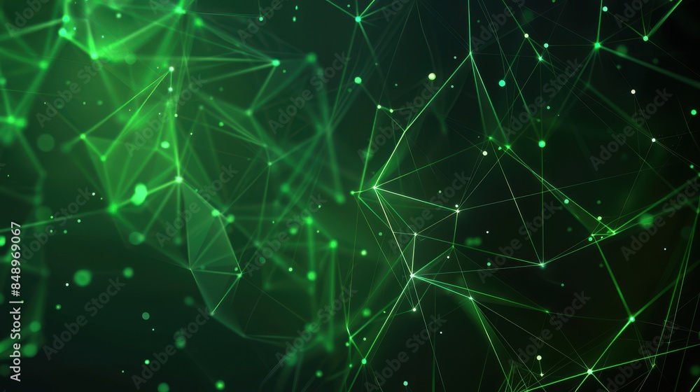 Poster a green background with many lines and dots