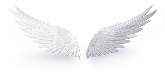 Isolated white angel wing with copy space image