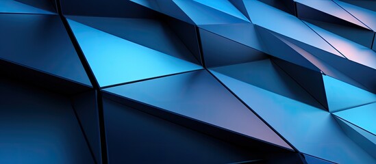 Abstract close up photo of digitally edited architecture piece Modern style with geometric pattern in twilight s black and blue hues featuring a copy space image