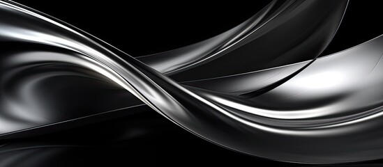 Silver intersecting streamlines artistically brushed on a black background creating a contemporary copy space image