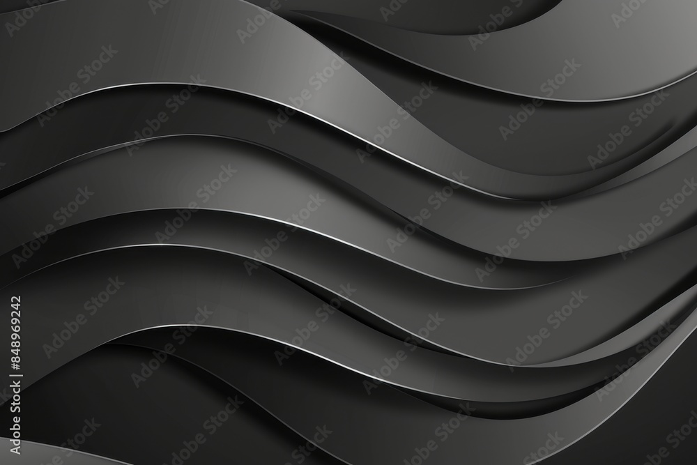 Poster a black and silver wave pattern with a silver and black color scheme. the image has a futuristic and