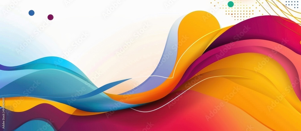 Poster a colorful wave with a white background. the colors are bright and vibrant, creating a sense of ener