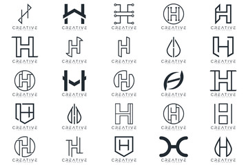 Mega logo collection, Abstract letter H logo design. icons for business