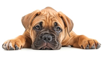 Obraz premium Bullmastiff young dog against a white backdrop