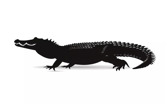 recommend clip art: vector illustration of crocodile silhouette on white background 