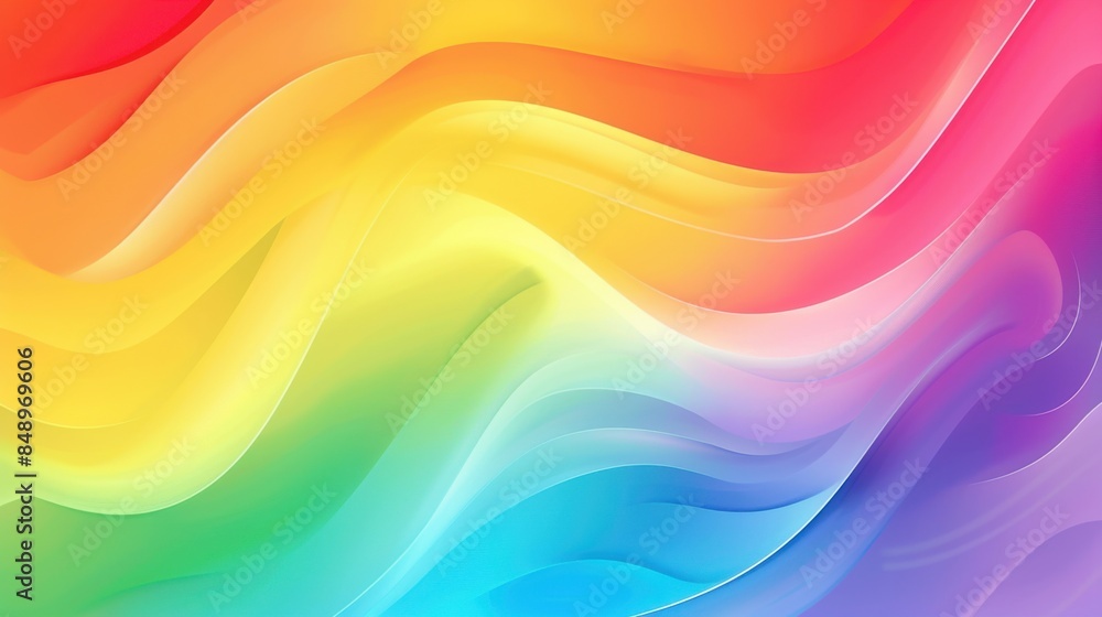 Poster a colorful rainbow with a wave pattern. the colors are bright and vibrant, creating a sense of joy a