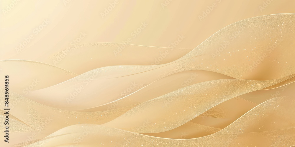 Poster a gold and white background with a wave pattern. the wave pattern is made up of small dots