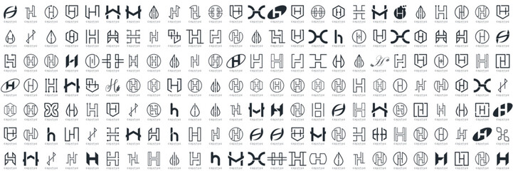 Mega logo collection, Abstract letter H logo design. icons for business