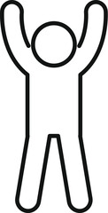 Line drawing of a person raising their arms in celebration