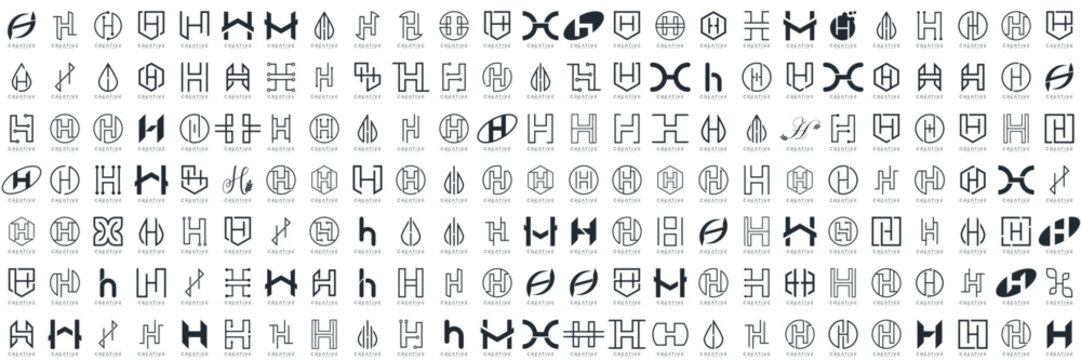Mega logo collection, Abstract letter H logo design. icons for business