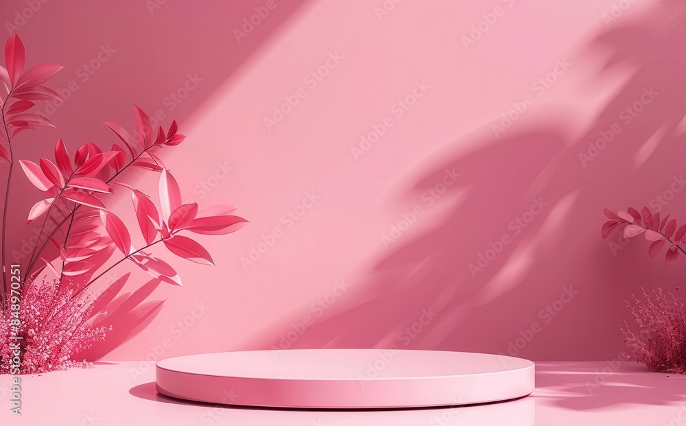 Poster a pink background with a shadow of a tree on it