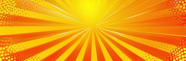 Obraz premium A bright orange background with a yellow sun in the center. The sun is surrounded by a series of orange lines, creating a sense of energy and excitement. Scene is cheerful and uplifting