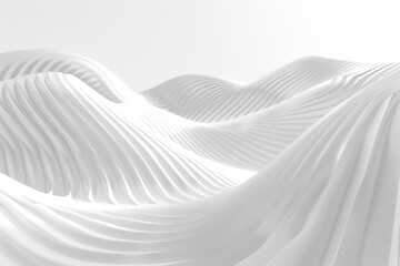 The image is a white and gray landscape with a series of waves. The waves are very long and seem to be moving in a very fluid and dynamic way