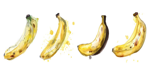 Set of bananas on a white background