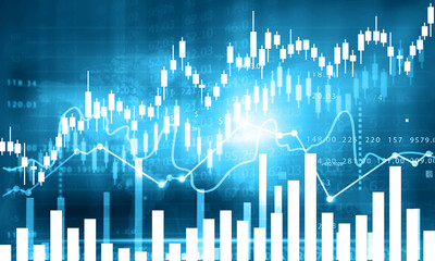 Stock market trading graph analysis. forex graph stock market graph chart.3d illustration