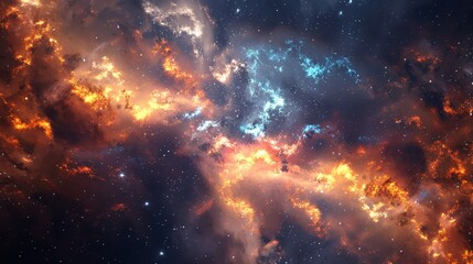 An universe with blue and orange light