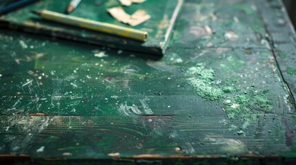 Green writing surface with chalk residue