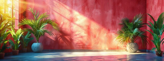 A empty space interior room with plant