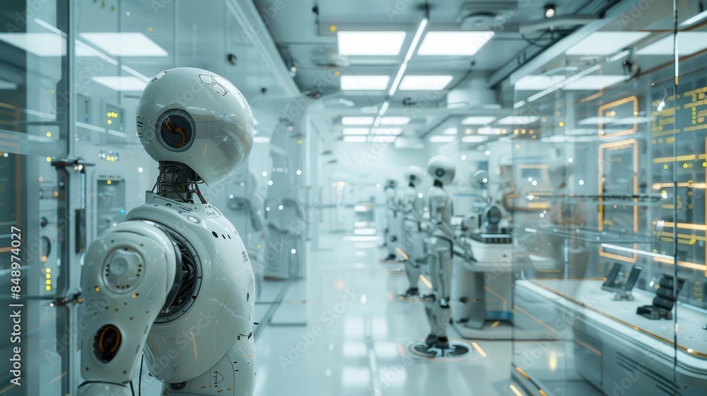Poster a smart factory where ai driven machines work seamlessly to produce complex products.