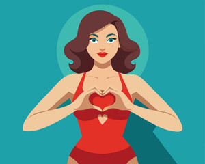 Businesswoman making heart shape with hands