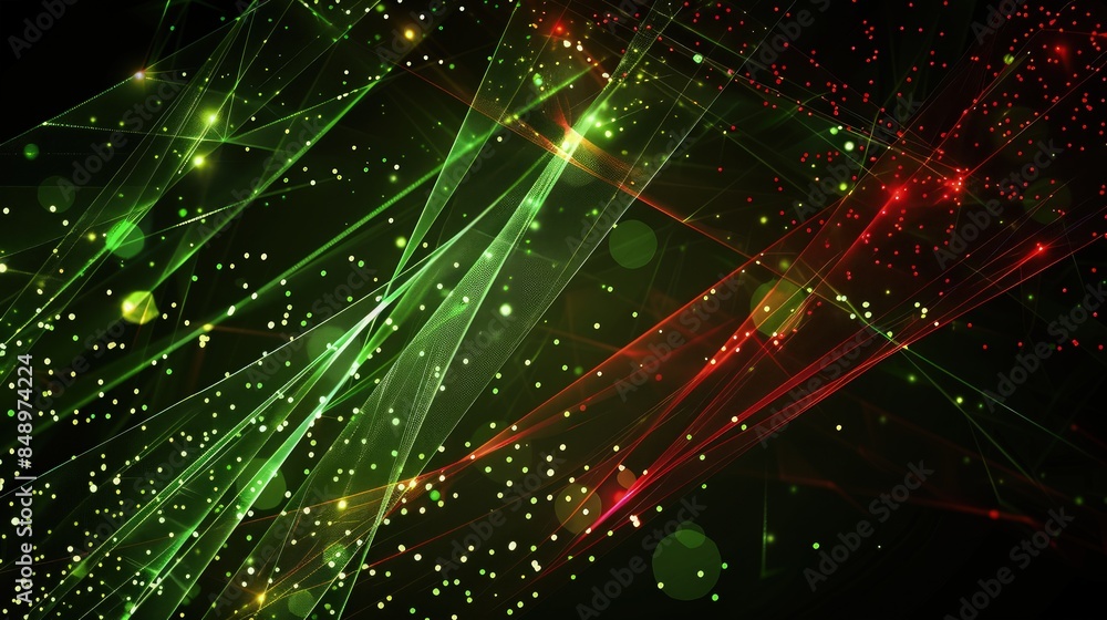 Poster a contemporary christmas background with geometric patterns of light, creating a dynamic interplay o