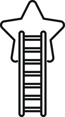 Ladder is leading to a big star representing the concept of success
