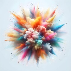 Abstract powder splatted background. Colorful powder explosion on white background. Colored cloud. Colorful dust explode. Paint Holi.