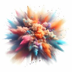 Abstract powder splatted background. Colorful powder explosion on white background. Colored cloud. Colorful dust explode. Paint Holi.