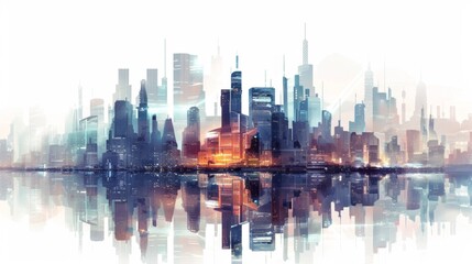 Fototapeta premium digital image of futuristic city on white background