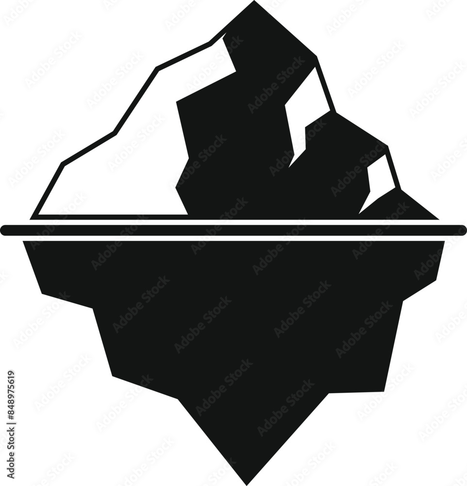 Poster large iceberg floating with underwater block icon in simple style isolated on white background