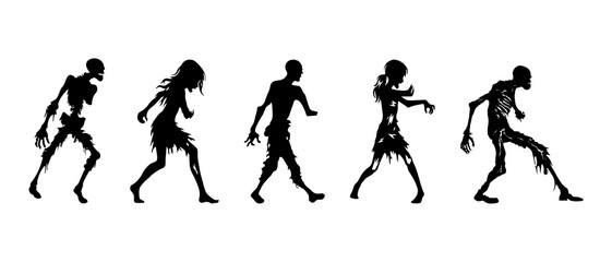 Scary zombie skeleton silhouette black filled vector Illustration icon