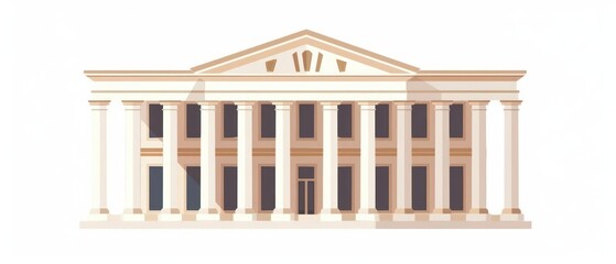 Obraz premium A classic courthouse building icon with tall columns isolated on a white background
