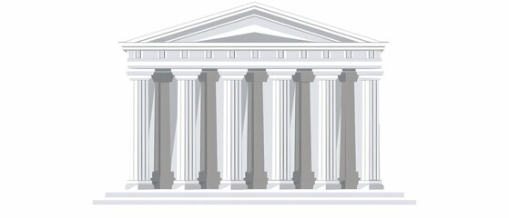 Obraz premium A classic courthouse building icon with tall columns isolated on a white background