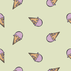 Bright seamless pattern with ice cream. Simple editable illustration for background, gift paper and packaging