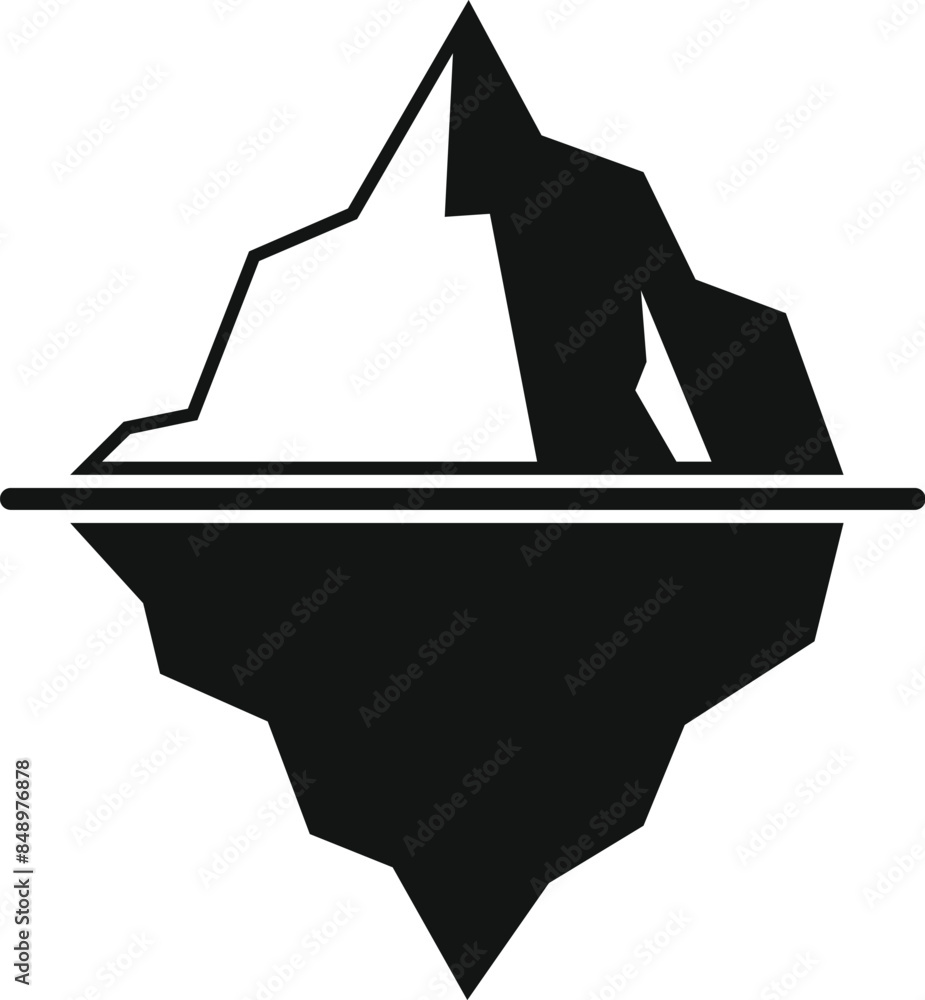 Poster iceberg floating with its large underwater portion representing a hidden danger